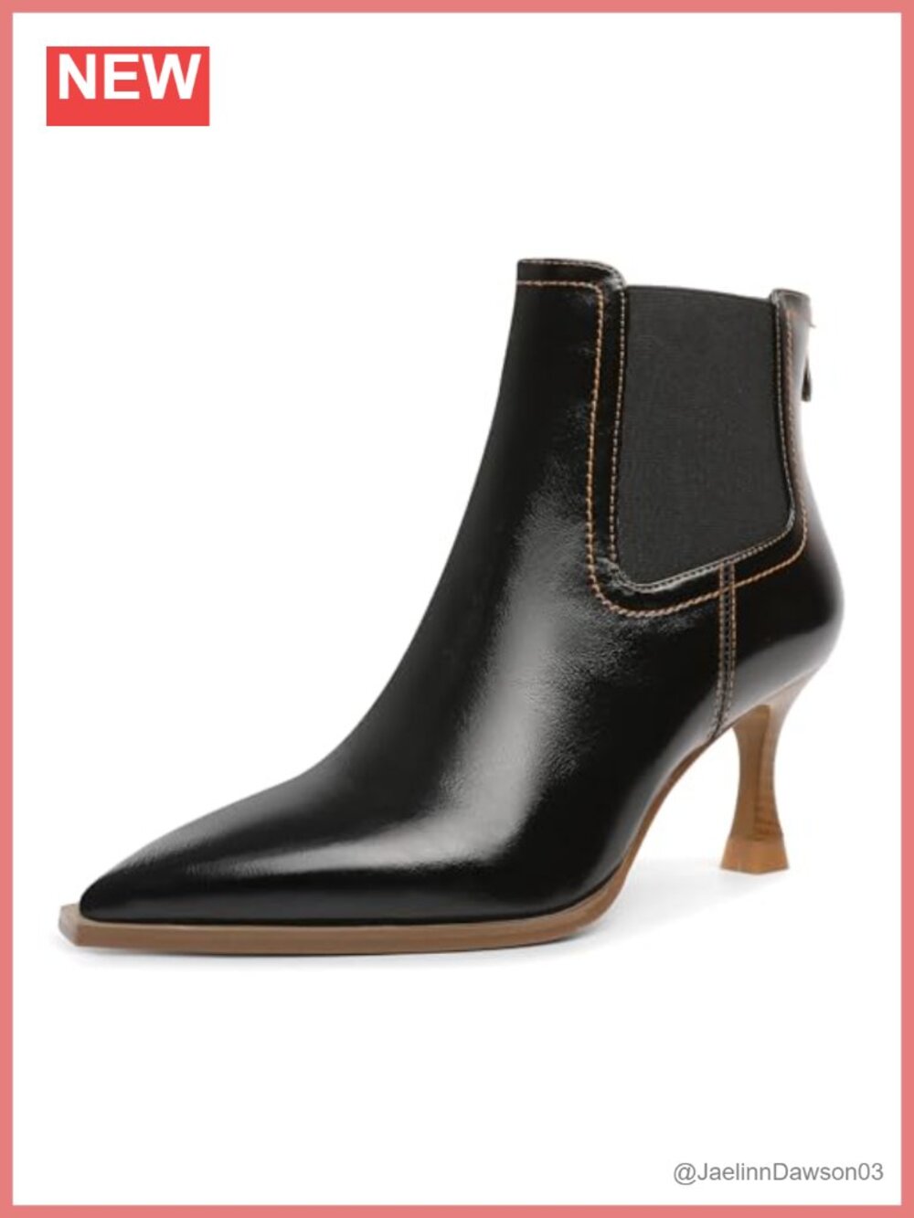 Jaffamiraco Womens Pointed Toe Chelsea Ankle Boots Kitten Heel 2.75 Inch
